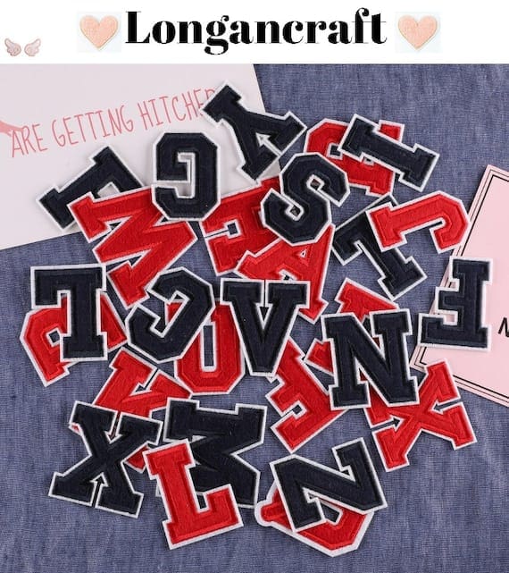 Red and Blue Chenille Iron On Letters