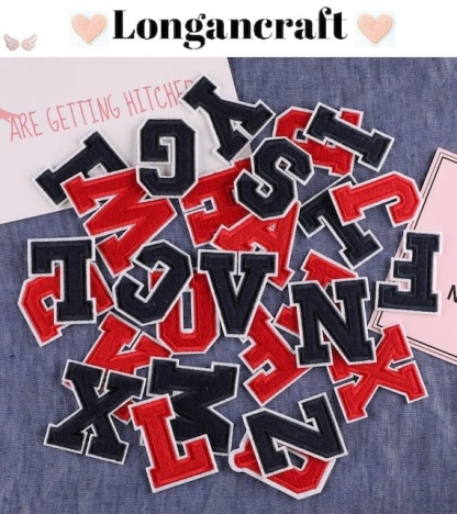 Red and Blue Chenille Iron On Letters