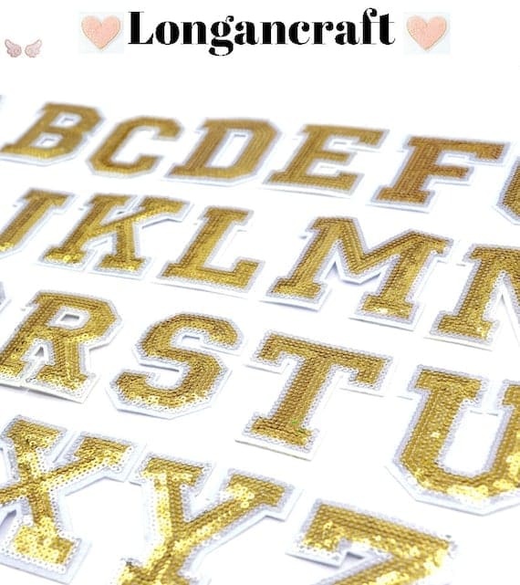 Gold alphabets sequin patches