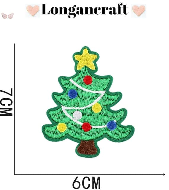 A christmas tree embroidered patch.