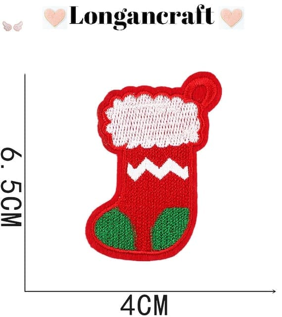 A christmas stocking embroidered patch.
