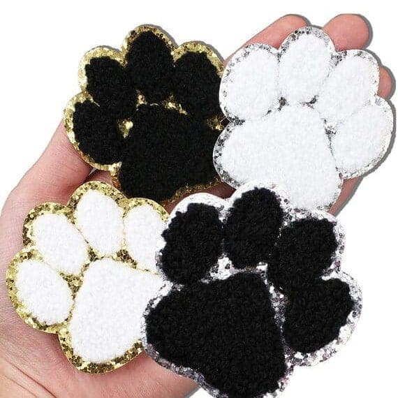 black and white Cat Paw Iron On Patches
