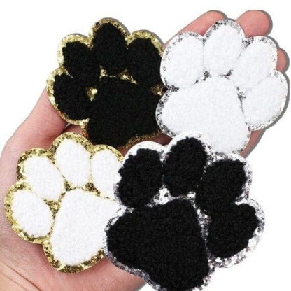 black and white Cat Paw Iron On Patches