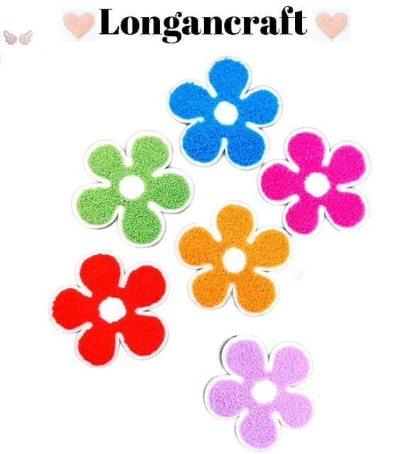 Colorful Flower Chenille Patch featuring Five Petal Design