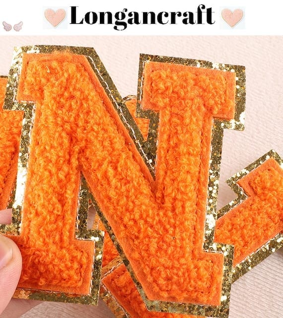 orange letters embroidered patches
