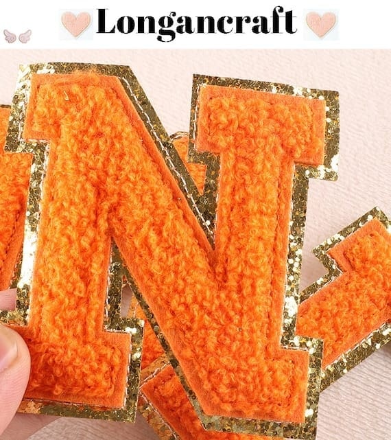 orange letters embroidered patches