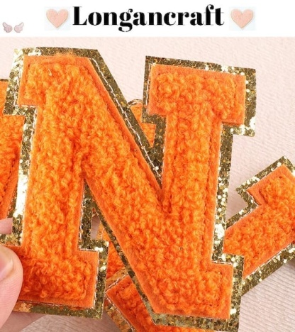 orange letters embroidered patches
