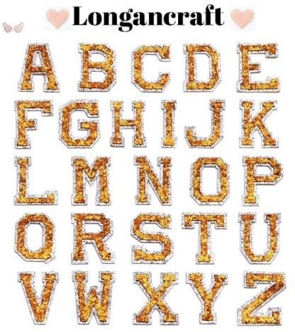 Orange Letters Sequin Patches