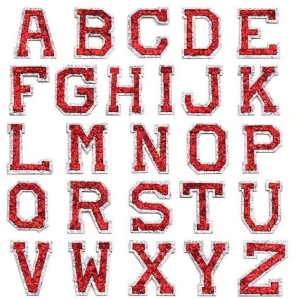 A set of Red Sequin Iron On Letters