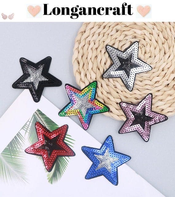 Bicolor Stars Iron On Patches
