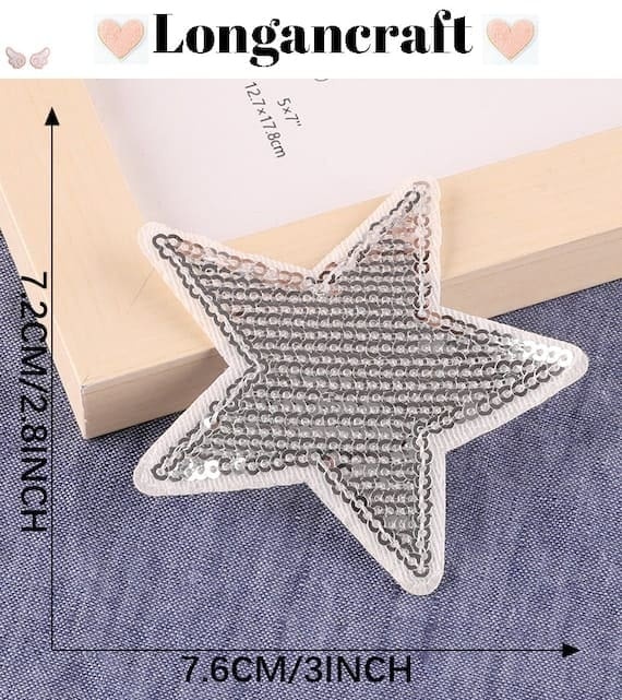 A silver star sequin patch