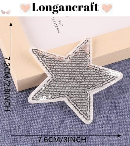 A silver star sequin patch