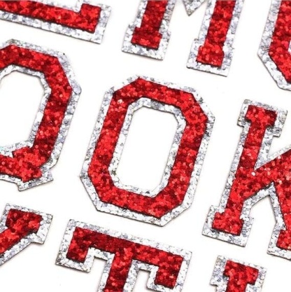 A set of Red Letters Sequin Patches.