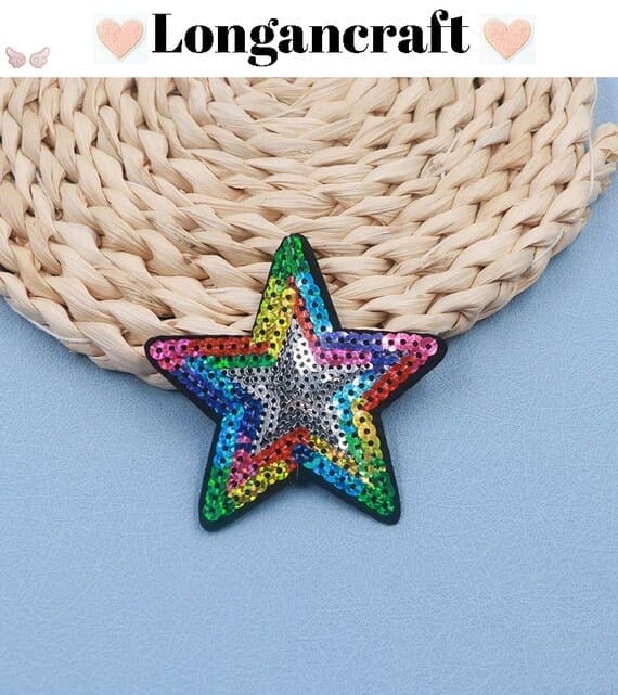 A colorful star glitter sequins patch