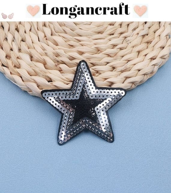 A silver star glitter sequins patch