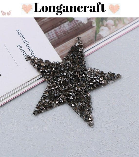 Colorful Star Rhinestone Patches with Grey