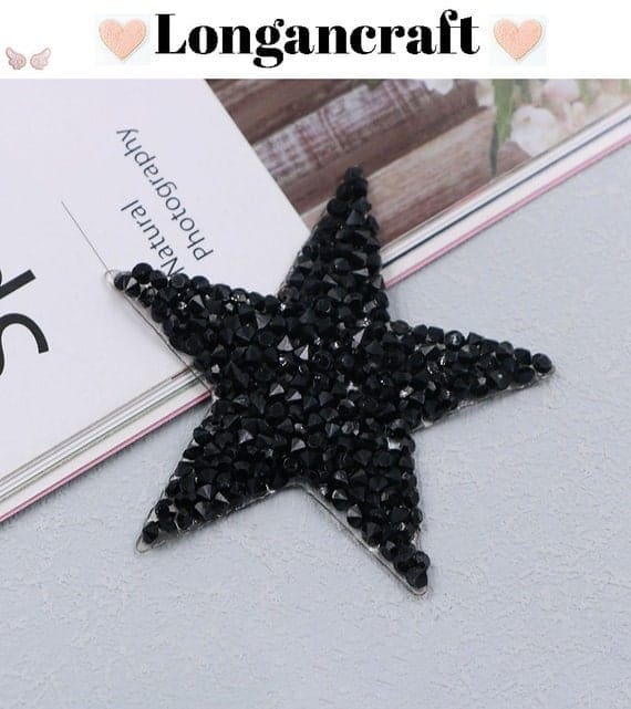 Colorful Star Rhinestone Patches with Black