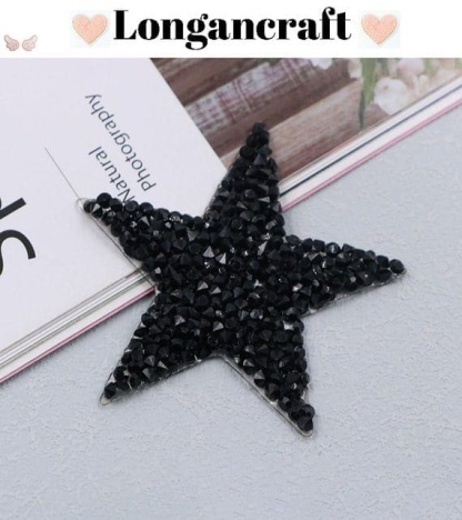 Colorful Star Rhinestone Patches with Black