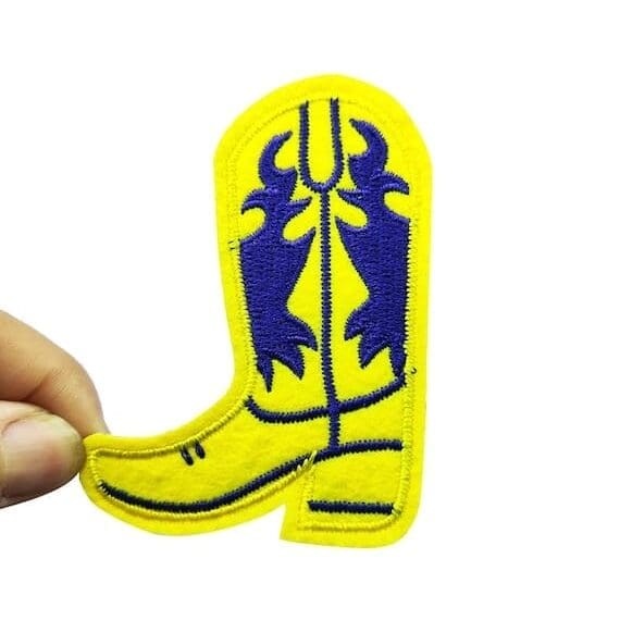 a yellow cowboy boot embroidered patch.