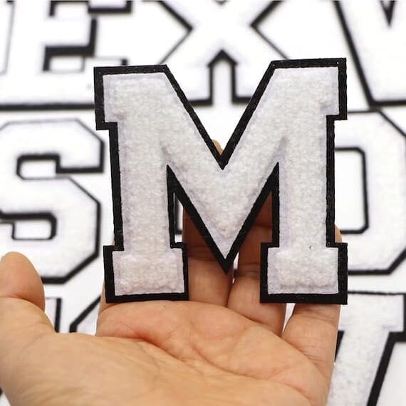 White Letters Chenille Patches