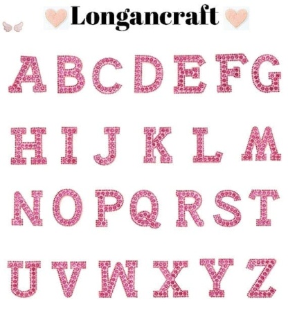 pink Letter Rhinestone Patches