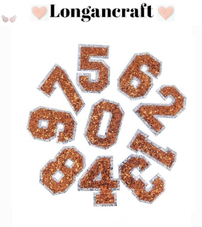 Orange Numbers Sequin Patches