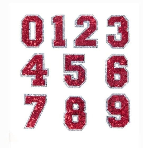 A set of Red Letters Sequin Patches.