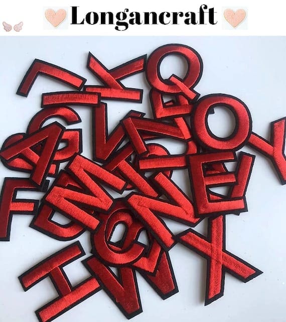 red letter embroidered patches