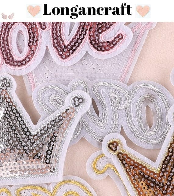 Love Crown Sequin Patches