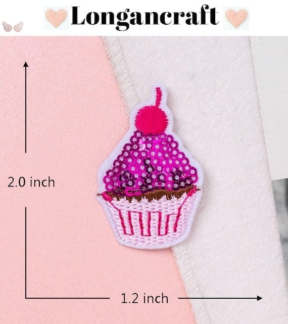 Shiny Summer Sequins Patch for pink cupcake