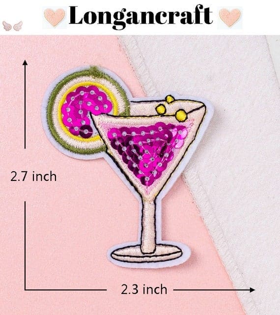 Shiny Summer Sequins Patch for French Fries martini