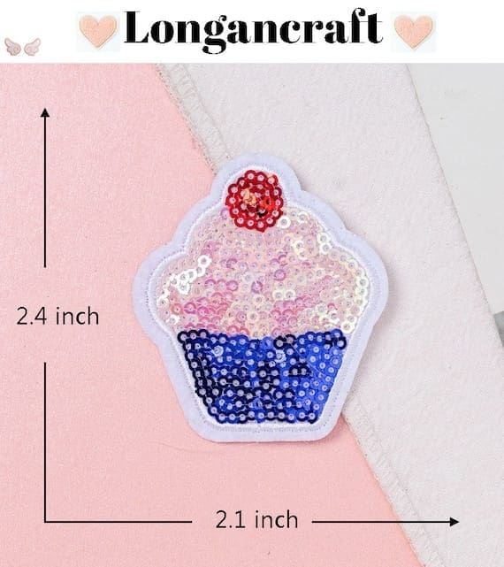 Shiny Summer Sequins Patch for blue cupcake