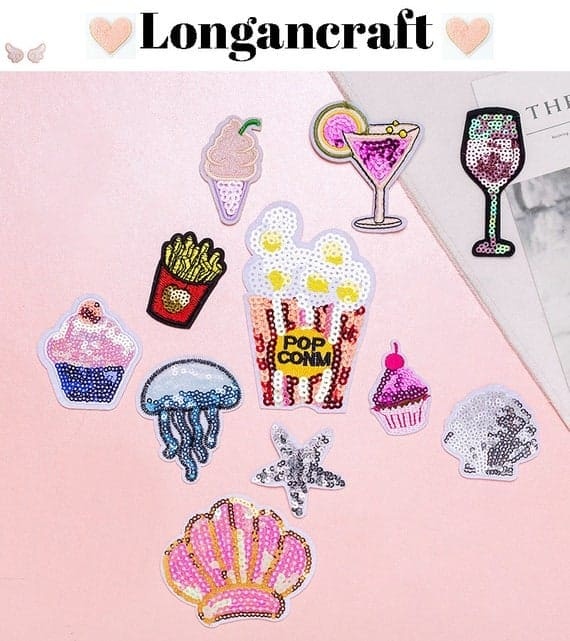 Dessert Sequin Iron On Patches