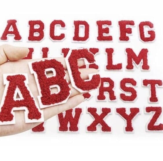 Cherry Red Chenille Iron On Letters