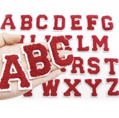 Cherry Red Chenille Iron On Letters