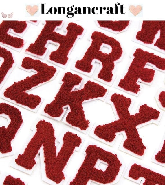 red Alphabet chenille patches