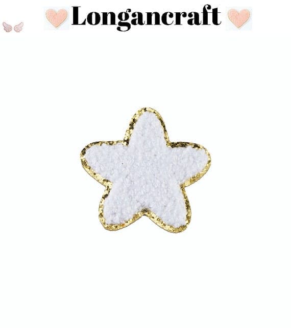 A Star Chenille Embroidered Patch in white.