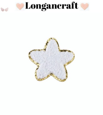 A Star Chenille Embroidered Patch in white.