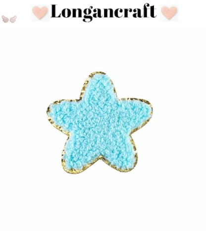 A Star Chenille Embroidered Patch in light blue.