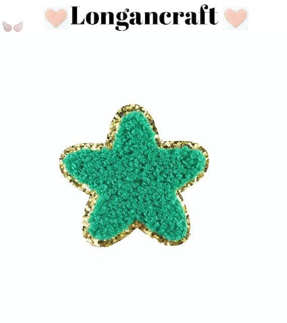 A Star Chenille Embroidered Patch in deep green.
