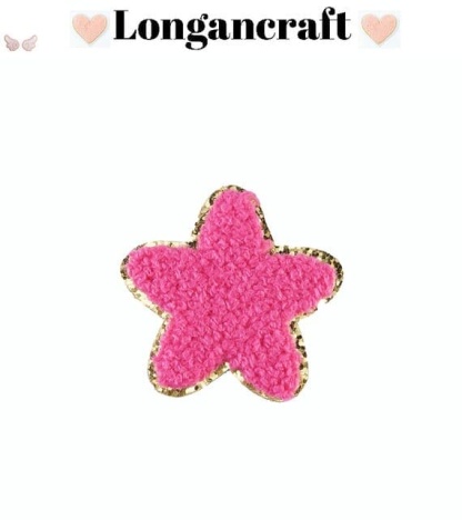 A Star Chenille Embroidered Patch in rose red.