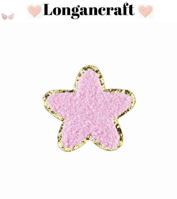 A Star Chenille Embroidered Patch in pink.
