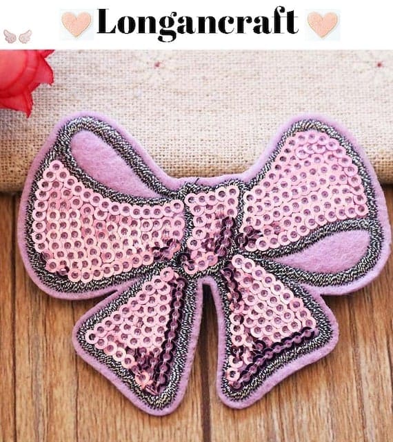 Heart Bowknot Sequin Patches