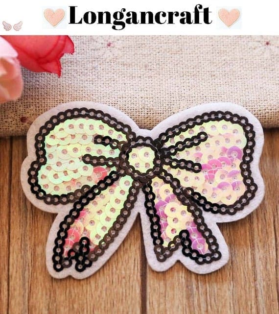 Heart Bowknot Sequin Patches