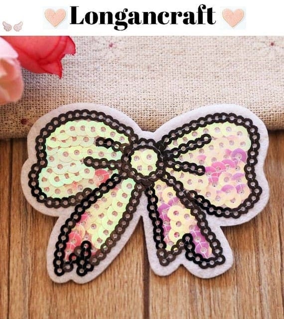 Heart Bowknot Sequin Patches