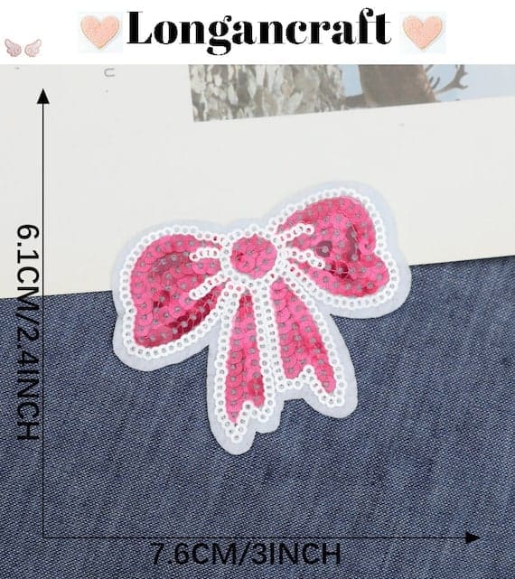Bowknot Heart Sequin Patches