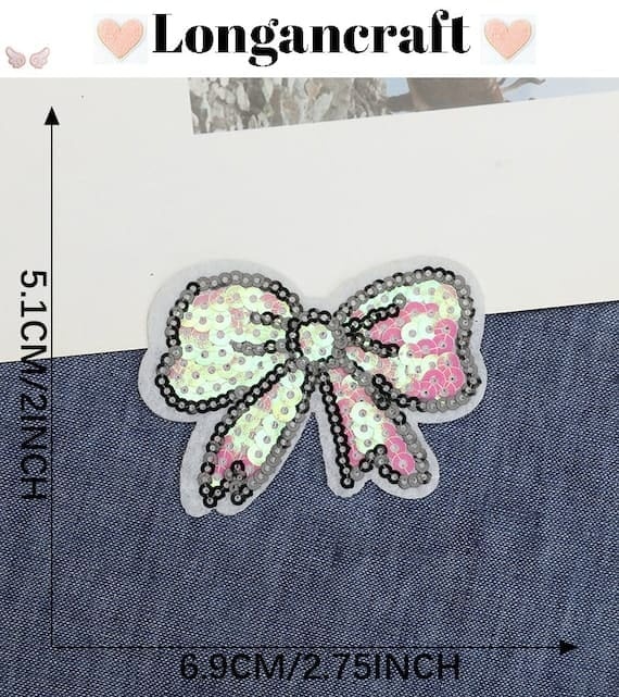 Bowknot Heart Sequin Patches