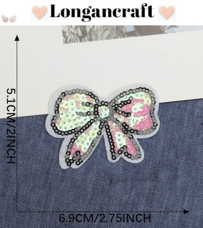 Bowknot Heart Sequin Patches