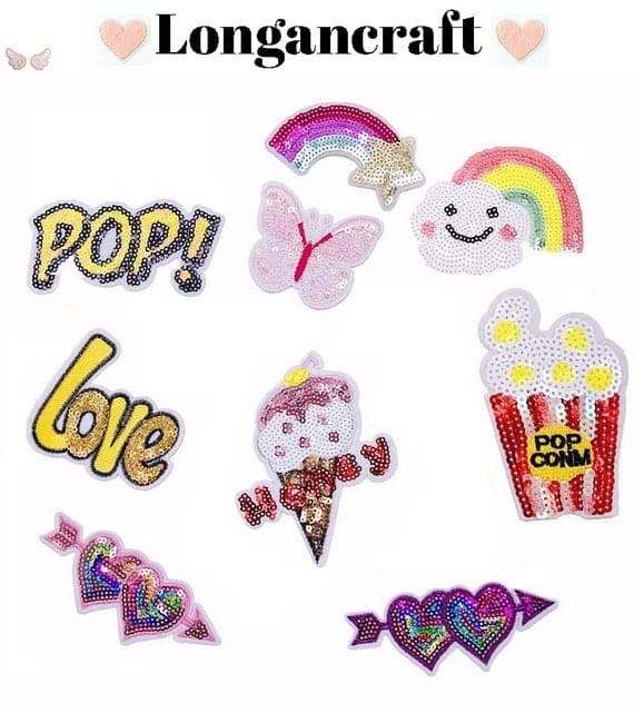 Rainbow Popcorn Sequin Patches