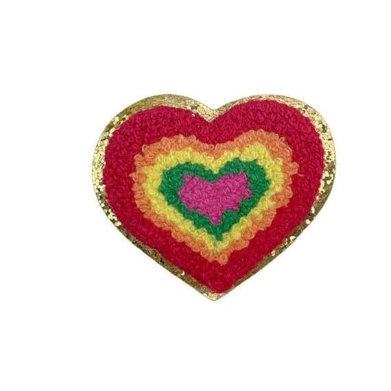 Rainbow Heart Chenille Patches